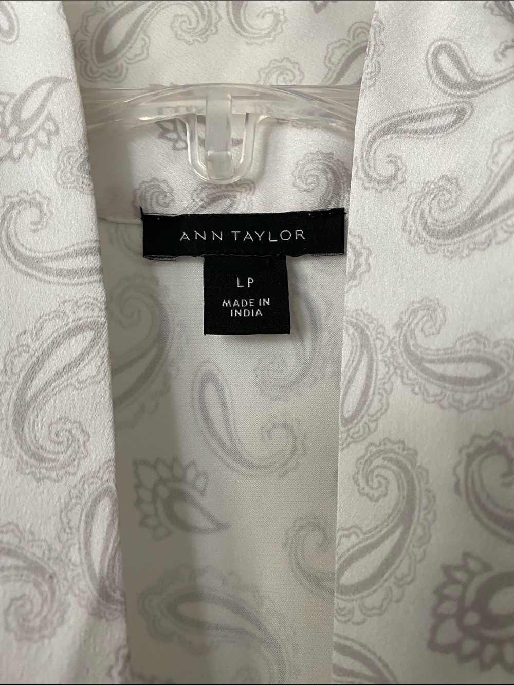 Ann Taylor Sleeveless Paisley Satin Tie-Neck Camisole - White & Gray - Picture 3 of 7